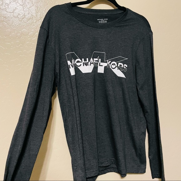 Michael Kors men’s long sleeve lounge shirt dark gray - Picture 1 of 4